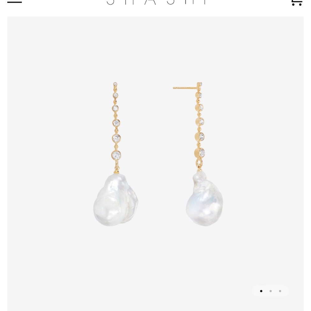 SHASHI DIAMOND BAROQUE DROP EARRING - Picture 1 of 3